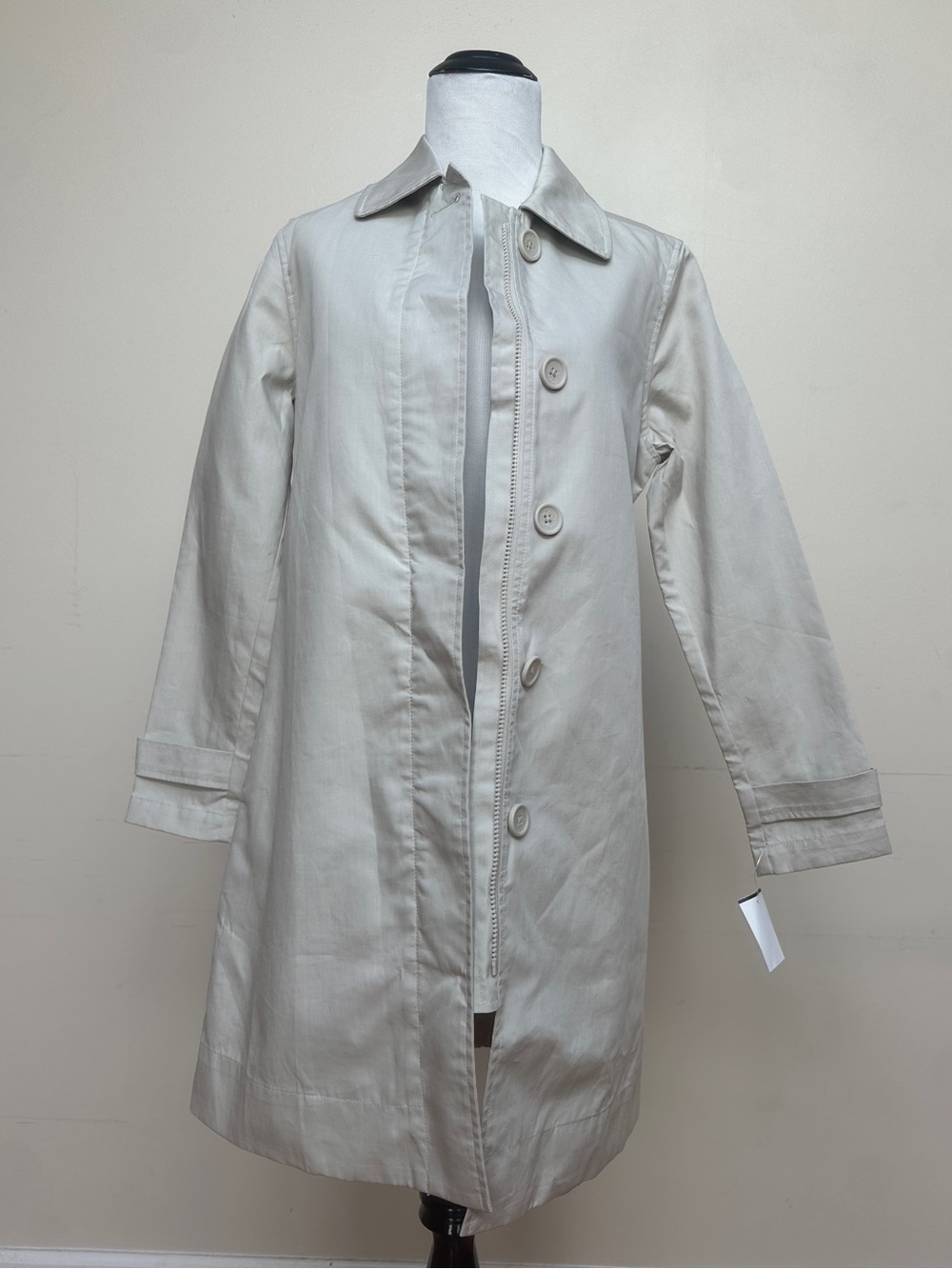 GAP Cream Trench Coat Button & Zipper Front XS